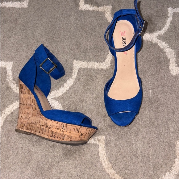 JustFab Shoes - Just fab Mikayla cobalt blue platform wedge heels size 7